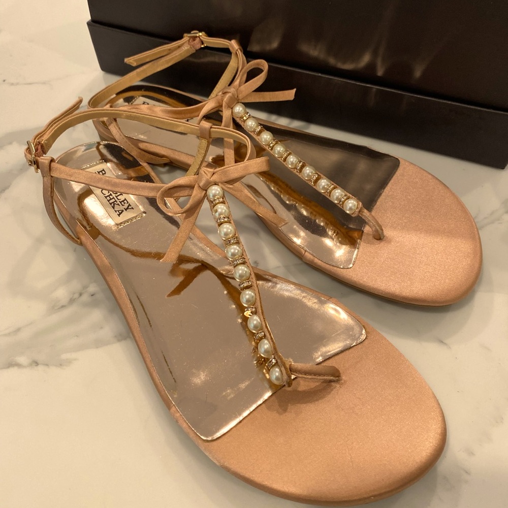 Badgley Mischka Pearl sandals in blush (honey) dark pink